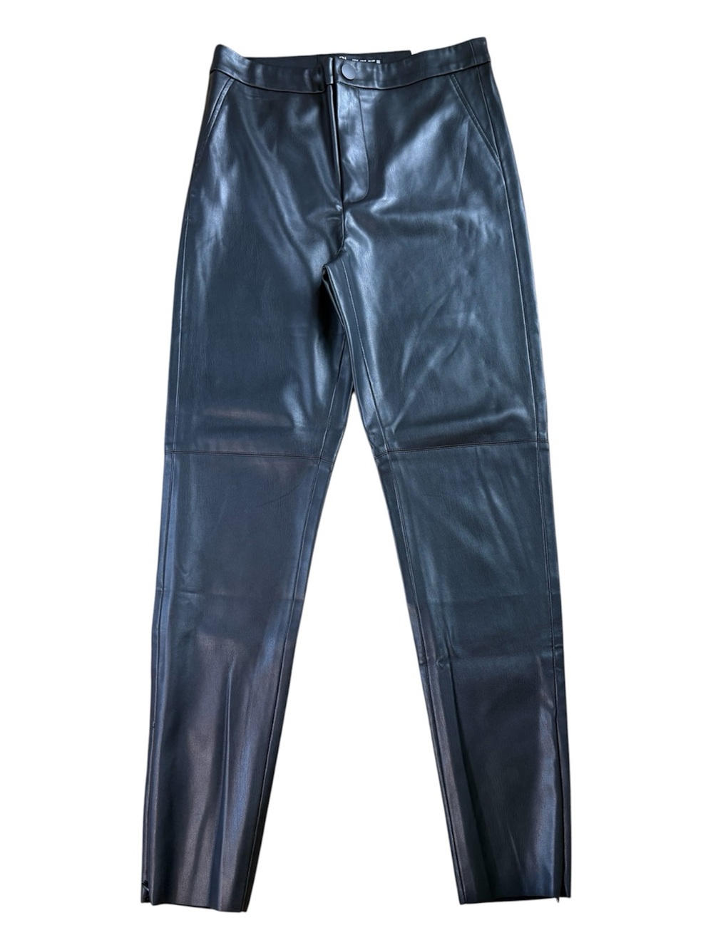 Zara Faux Leather Hi Rise Black Legging Zipper Ankle Pants. Size M